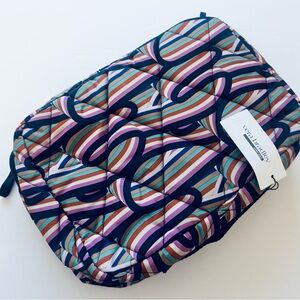 Vera Bradley Essential Lay Flat Travel Organizer Retro Ribbons Zip Pockets Navy